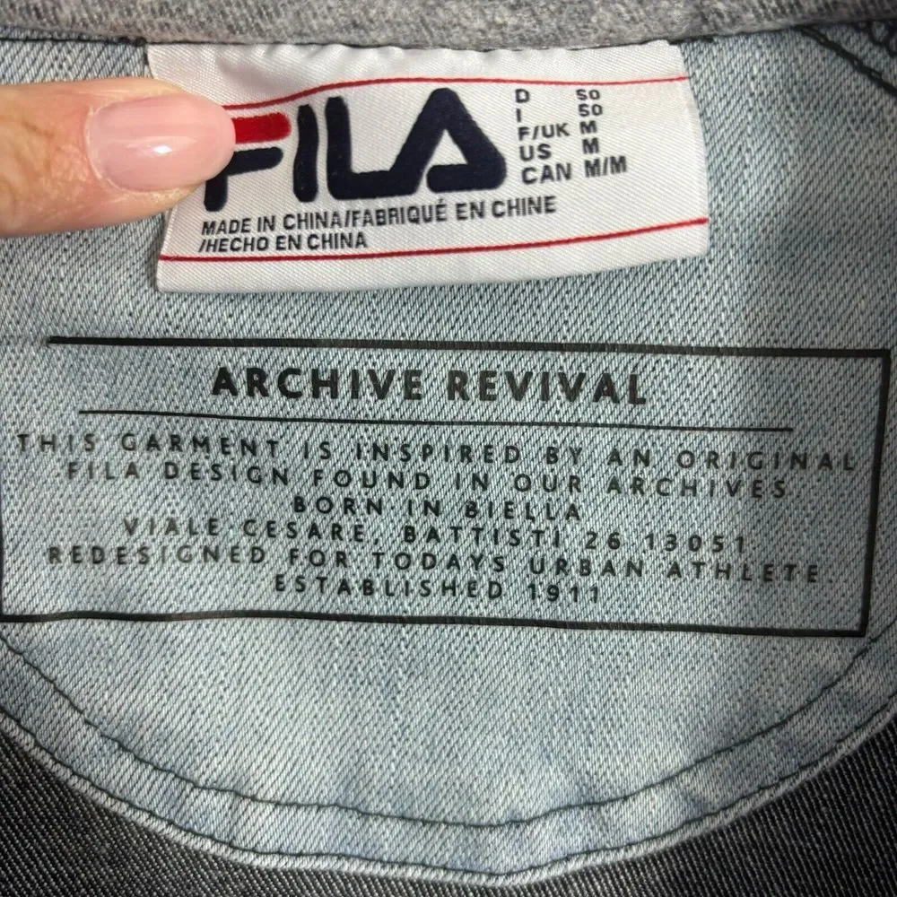 FILA Archive Revival Denim Track‎ Top Shirt Jacket Tie Dye Y2K Men's Size M - Picture 6 of 8